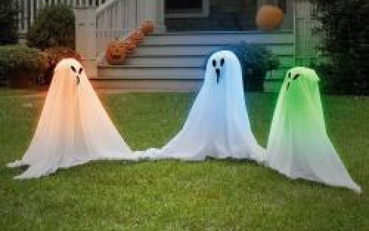 Ghosts on front lawn
